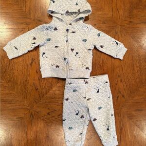 Carter's Gray Quilted Dinosaur Set
